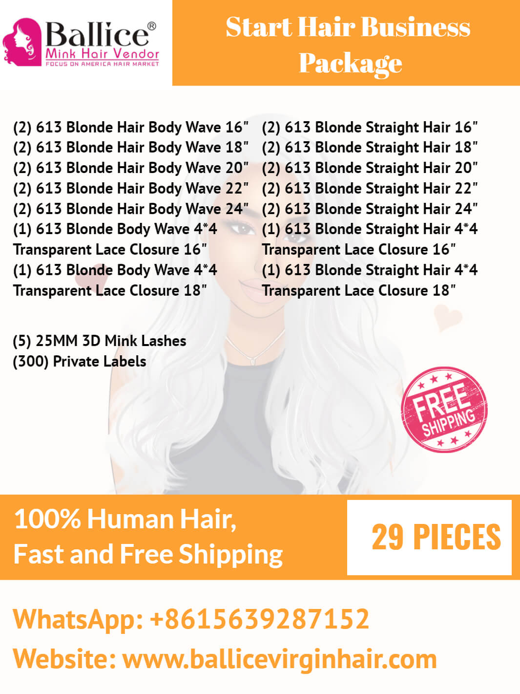 Wholesale 613 Hair Business Starter Pack 29 Packs Ballice