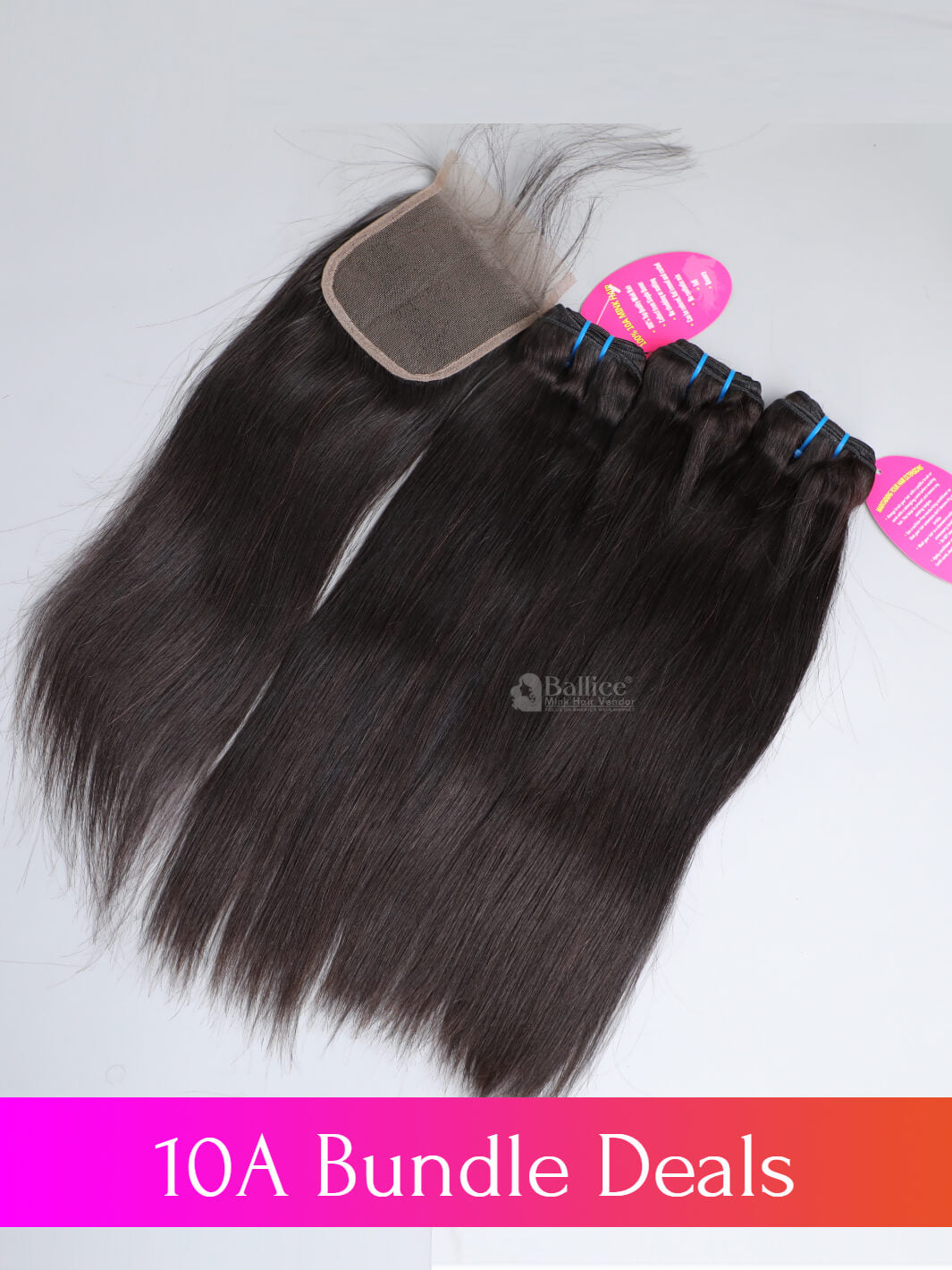 Mink Brazilian Hair Straight Bundles with Closure – Ballice display picture 1