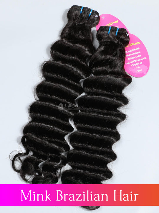 VIRGIN MINK BRAZILIAN BUNDLES 12”-24” 10A Mink Brazilian Hair Deep Wave Hair 3 Bundles Deal – Ballice main image 3